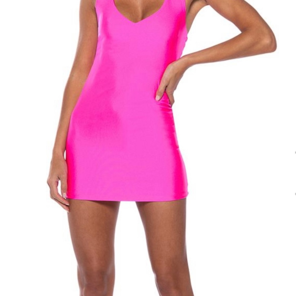 PAXTON DISCO HALTER NECK BODYCON MINI DRESS IN PINK